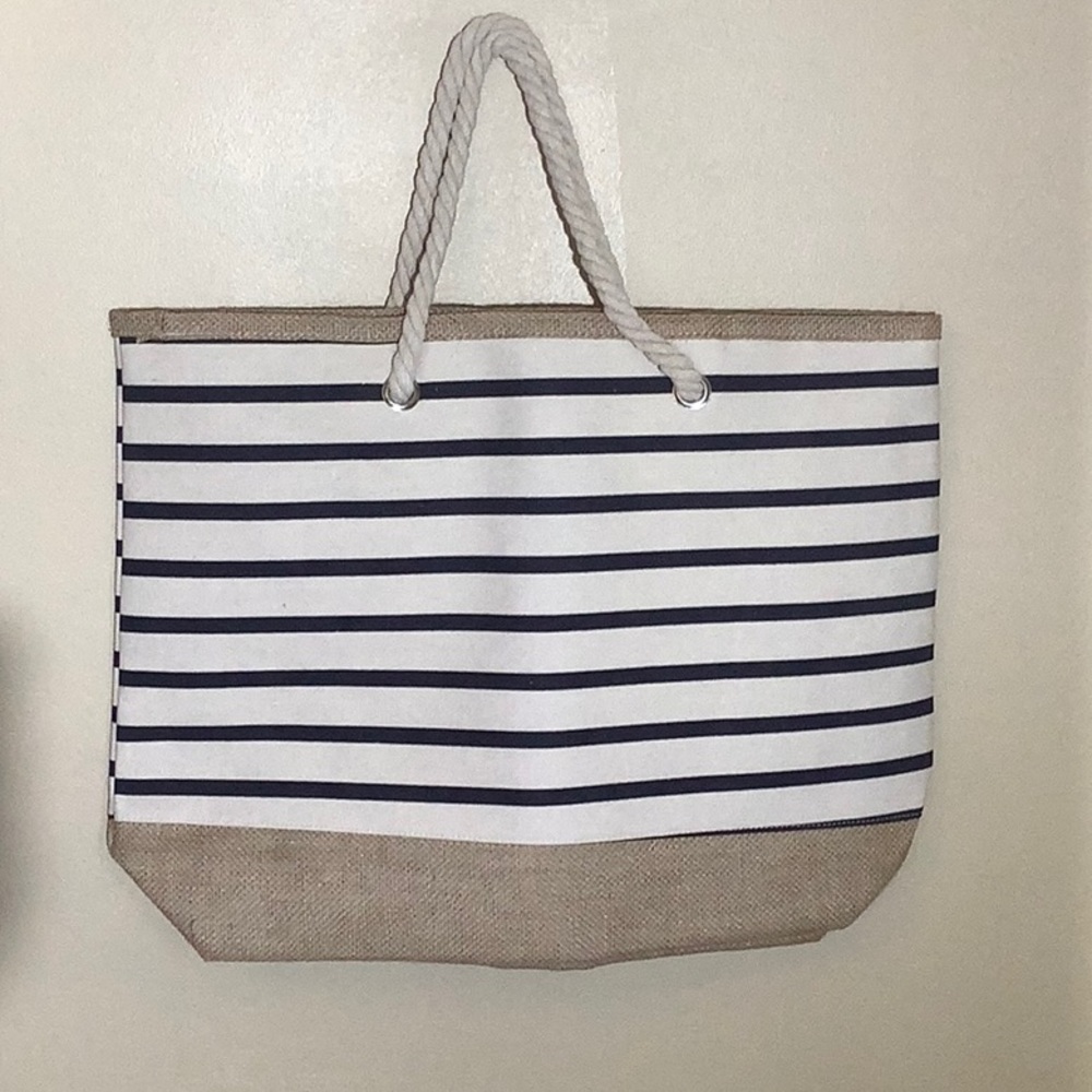 Striped Canvas All Purpose Tote Bag